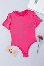 Cargar imagen en el visor de la galería, Rose Rhinestone Allover Round Neck Short Sleeve Bodysuit