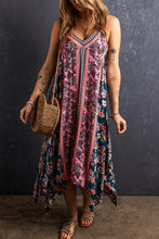 Cargar imagen en el visor de la galería, Pink Bohemian Floral Patchwork Print Long Sundress