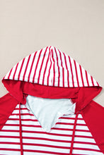 Load image into Gallery viewer, Fiery Red Stars and Stripes Print Drawstring Hooded T Shirt