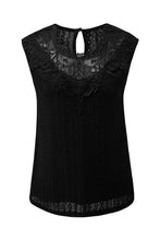 Load image into Gallery viewer, Black Guipure Lace Crochet Keyhole Back Tank Top