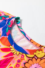 Load image into Gallery viewer, Pink Floral Print Short Sleeve Plus Size Babydoll Blouse