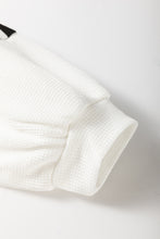 Load image into Gallery viewer, Black white Oversized Striped Henley Buttons Dolman Sleeve Hooded Top