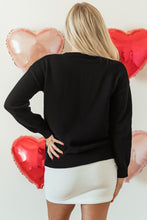 Load image into Gallery viewer, Black Holly Jolly Round Neck Casual Sweater