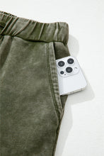 Load image into Gallery viewer, Vineyard Green Mineral Wash Tiered Wide Leg Patchwork Drawstring Pants