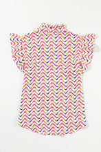 Load image into Gallery viewer, Multicolour Chevron Print Ruffled Sleeve Blouse