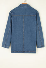 Load image into Gallery viewer, Sail Blue Side Pockets Lapel Collar Denim Jacket