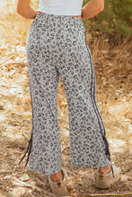Load image into Gallery viewer, Gray Leopard High Waist Side Bow Straight Leg