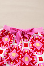 Load image into Gallery viewer, Sachet Pink Geometric Print Long Sleeve Top and Drawstring Shorts Set