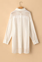 Load image into Gallery viewer, Beige Lace Crochet Collared Tunic Oversized Shirt