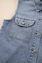 Load image into Gallery viewer, Beau Blue Denim Flap Pocket Curved Hem Shirt Vest