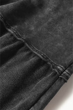 Load image into Gallery viewer, Black Mineral Wash Tiered Wide Leg Patchwork Drawstring Pants