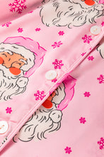 Cargar imagen en el visor de la galería, Pink Santa Claus Snowflake Long Sleeve Shirt Christmas Pajama Set