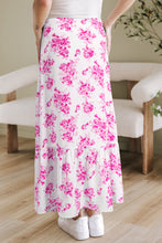Cargar imagen en el visor de la galería, Rose Boho Floral High Waist Ruffle Split Maxi Skirt