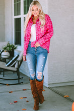 Cargar imagen en el visor de la galería, Pink Leopard Print Button Cuffs Raw Hem Jacket