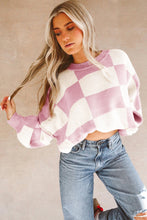 Load image into Gallery viewer, Pink Checkered Trendy Sleeve Sweater