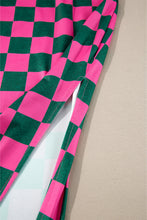 Cargar imagen en el visor de la galería, Rose Checkered Print Side Slit High Waist Midi Skirt