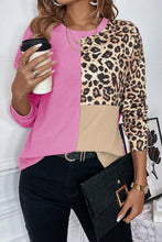 Load image into Gallery viewer, Pink Leopard Colorblock Waffle Knit Top