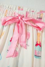 Cargar imagen en el visor de la galería, White Christmas Wine Glass Print Bow Knot Two Piece Pajama Set
