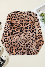 Load image into Gallery viewer, Brown Leopard Round Neck Long Sleeve Slim Top