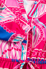 Load image into Gallery viewer, Rose Boho Abstract Printed Puff Sleeve Drawstring Waist Ruffled Mini Dress