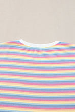 Cargar imagen en el visor de la galería, Pink Stripe Rainbow Tee Tasseled String Wide Leg Pants Set