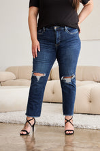 Cargar imagen en el visor de la galería, RFM Crop Dylan Full Size Tummy Control Distressed High Waist Raw Hem Jeans