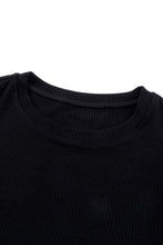 Load image into Gallery viewer, Black Polka Dot Mesh Ruffle Sleeve Knit Top