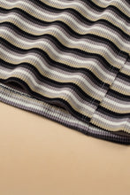 Load image into Gallery viewer, Black Stripe Rainbow Tee Tasseled String Wide Leg Pants Set