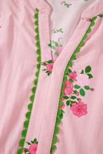Cargar imagen en el visor de la galería, Pink Notched Neck Flutter Short Sleeve Floral Print Maxi Dress
