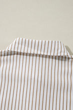 Load image into Gallery viewer, Khaki Stripe Long Sleeve Button Up Mini Shirt Dress