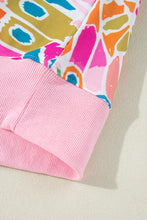 Load image into Gallery viewer, Pink Abstract Printed Drop Shoulder Loose Sweatshirt