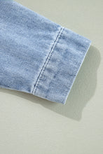 Load image into Gallery viewer, Beau Blue Ruffle Raw Hem Flap Pockets Denim Jacket