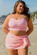 Cargar imagen en el visor de la galería, Pink Plus Size Plaid Print High Waist Bikini Set