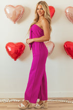 Load image into Gallery viewer, Bright Pink Bowknot Strapless Wide Leg Jumpsuit