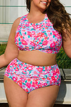 Cargar imagen en el visor de la galería, Rose Plus Size Floral Print Twisted High Waist Bikini Set