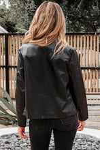 Load image into Gallery viewer, Black Faux Leather Buttoned Front Boxy Jacket