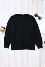 Load image into Gallery viewer, Black Holly Jolly Round Neck Casual Sweater