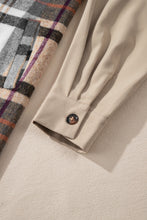 Load image into Gallery viewer, Khaki Plaid Patchwork Long Sleeve Shirt Mini Dress