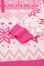 Load image into Gallery viewer, Rose Red Christmas Snowflake Quarter Zip Collard Sweater