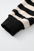 Load image into Gallery viewer, Black Stripe Collared V Neck Long Sleeve Loose Casual Dress