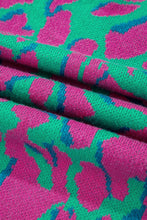 Cargar imagen en el visor de la galería, Green Abstract Print Ribbed Trim Baggy Sweater
