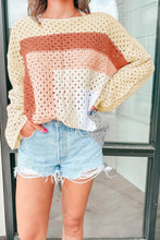 Cargar imagen en el visor de la galería, Apricot Pointelle Knit Colorblock Baggy Sweater