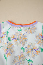 Load image into Gallery viewer, White Floral Print Color Block Trim Belted Sleeveless Maxi Dress