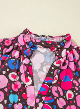 Load image into Gallery viewer, Rose Abstract Print V Neck Collared Half Sleeve Short Dress