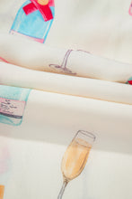 Cargar imagen en el visor de la galería, White Christmas Wine Glass Print Bow Knot Two Piece Pajama Set