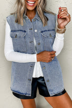 Load image into Gallery viewer, Beau Blue Denim Flap Pocket Curved Hem Shirt Vest