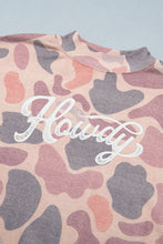 Cargar imagen en el visor de la galería, Multicolour Camo Print Howdy Western Style Baggy Pullover Sweatshirt
