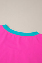 Cargar imagen en el visor de la galería, Rose Red Contrast Trim Cap Sleeve Tee Shorts Set