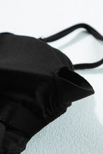 Load image into Gallery viewer, Black Ribbed Drawstring Sides Cutout One Piece Swimsuit