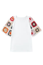 Cargar imagen en el visor de la galería, White Floral Crochet Short Sleeve Top